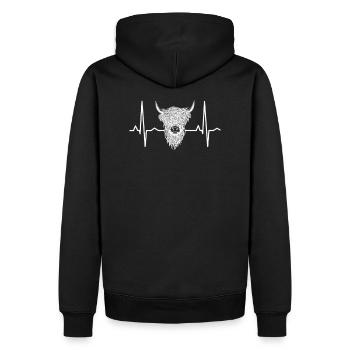 Schottisches Hochlandrind - Männer Premium Bio Hoodie - Schwarz - Hinten - Nico (187cm)