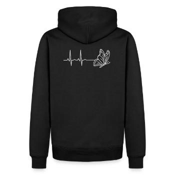 Schmetterling Herzschlag - Männer Premium Bio Hoodie - Schwarz - Hinten - Nico (187cm)
