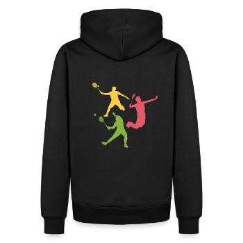 Badmintonspieler Badminton - Männer Premium Bio Hoodie - Schwarz - Hinten - Nico (187cm)