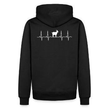 Ziege Herzschlag - Männer Premium Bio Hoodie - Schwarz - Hinten - Nico (187cm)