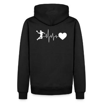 Handball Handballer Herzschlag - Männer Premium Bio Hoodie - Schwarz - Hinten - Nico (187cm)
