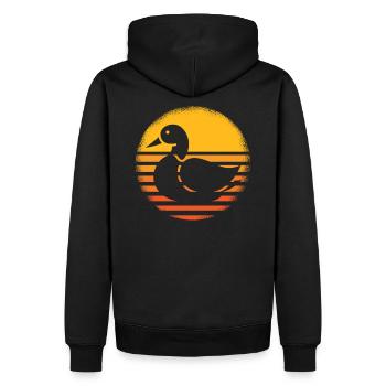 Ente Enten Tier Retro - Männer Premium Bio Hoodie - Schwarz - Hinten - Nico (187cm)
