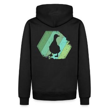 Ente Enten Tier Retro - Männer Premium Bio Hoodie - Schwarz - Hinten - Nico (187cm)
