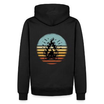 Lagerfeuer Camping Campen - Männer Premium Bio Hoodie - Schwarz - Hinten - Nico (187cm)