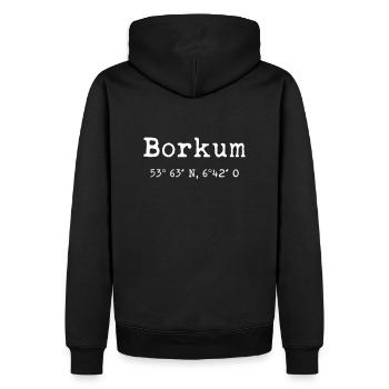 Borkum coordonnées île de la mer du Nord - Sweat à capuche Premium bio Homme - noir - Dos - Nico (187cm)