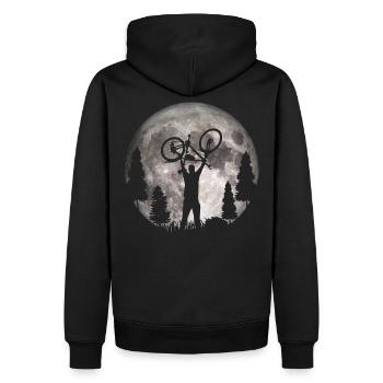 MTB - Mond - Mountainbiker - Männer Premium Bio Hoodie - Schwarz - Hinten - Nico (187cm)