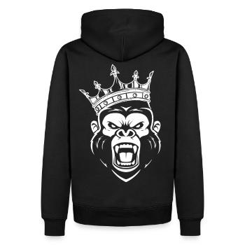 roi gorille singe humour homme animal singe - Sweat à capuche Premium bio Homme - noir - Dos - Nico (187cm)