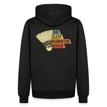 Badminton Retro Vintage - Männer Premium Bio Hoodie - Schwarz - Hinten - Nico (187cm)