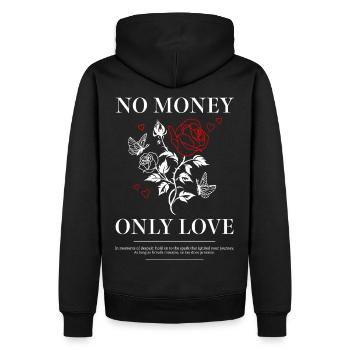 No Money Only Love – Romantisches Rosen-Design - Männer Premium Bio Hoodie - Schwarz - Hinten - Nico (187cm)
