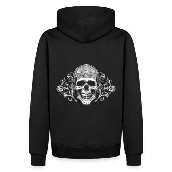 Dekorativer Schädel mit Ornamenten - Männer Premium Bio Hoodie - Schwarz - Hinten - Nico (187cm)