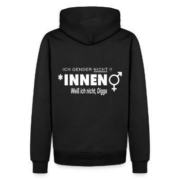 Ich gender nicht *innen Weiß ich nicht Digga - Männer Premium Bio Hoodie - Schwarz - Hinten - Nico (187cm)