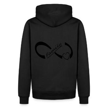 Unendlichkeit Family mit Herz - Männer Premium Bio Hoodie - Schwarz - Hinten - Nico (187cm)