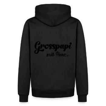 Grosspapi mit Herz bescht Grosspapi Opa Schweiz - Männer Premium Bio Hoodie - Schwarz - Hinten - Nico (187cm)