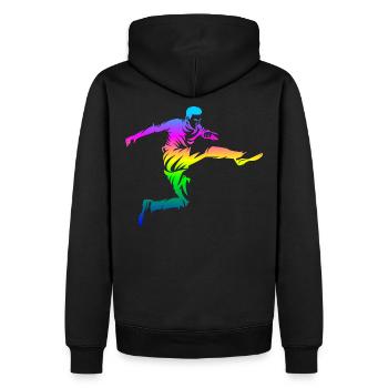 Fußball - Männer Premium Bio Hoodie - Schwarz - Hinten - Nico (187cm)