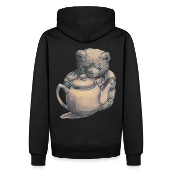 Teddybär mit Teekanne - Männer Premium Bio Hoodie - Schwarz - Hinten - Nico (187cm)