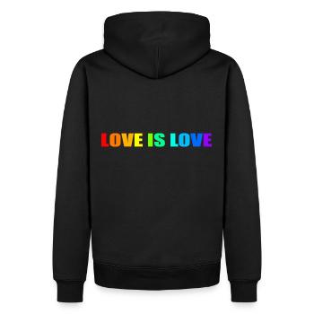 Love is love - Men’s Premium Organic Hoodie - black - Back - Nico (187cm)