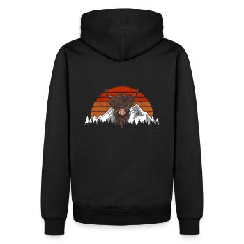Scottish Highland Beef Retro Vintage - Sweat à capuche Premium bio Homme - noir - Dos - Nico (187cm)