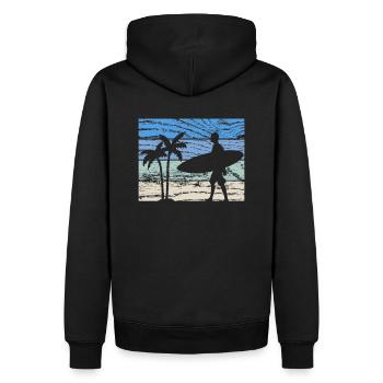 Surfeur surfeur - Sweat à capuche Premium bio Homme - noir - Dos - Nico (187cm)