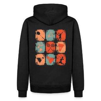 Badminton Retro - Männer Premium Bio Hoodie - Schwarz - Hinten - Nico (187cm)