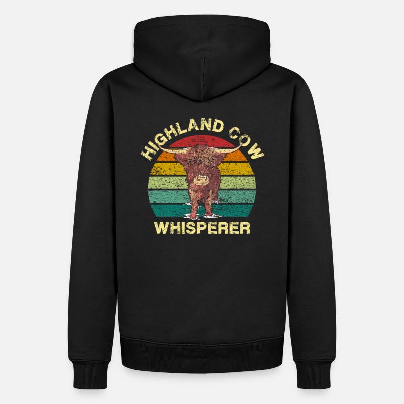 Schottisches Hochlandrind - Männer Premium Bio Hoodie - Schwarz