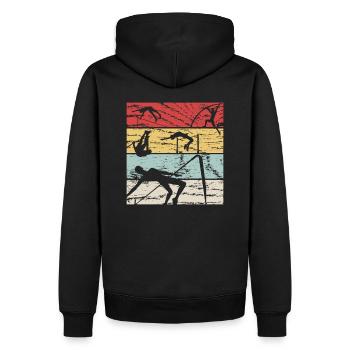 Saut en hauteur rétro - Sweat à capuche Premium bio Homme - noir - Dos - Nico (187cm)