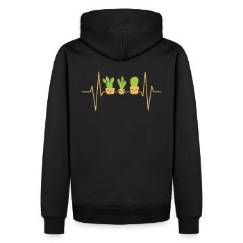 Kaktus Herzschlag - Männer Premium Bio Hoodie - Schwarz - Hinten - Nico (187cm)