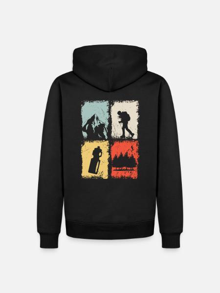 Hiking Retro - Men’s Premium Organic Hoodie - black