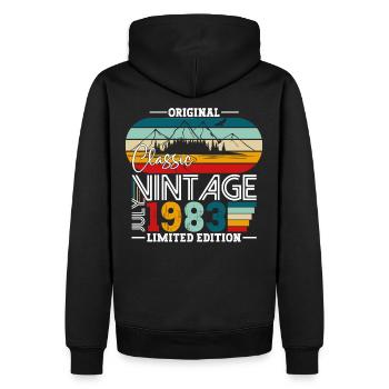 Original Juillet Millésime 1983 39ème Anniversaire Hommes - Sweat à capuche Premium bio Homme - noir - Dos - Nico (187cm)