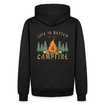 La vie en camping est meilleure près du feu de camp - Sweat à capuche Premium bio Homme - noir - Dos - Nico (187cm)