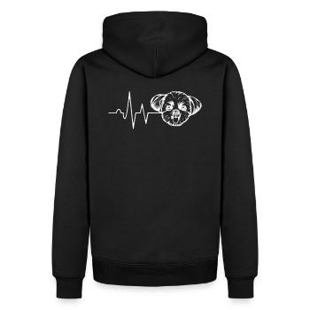 Shih Tzu Hund Herzschlag - Männer Premium Bio Hoodie - Schwarz - Hinten - Nico (187cm)