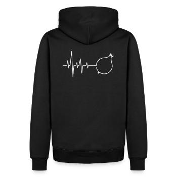 Zwiebel Herzschlag - Männer Premium Bio Hoodie - Schwarz - Hinten - Nico (187cm)