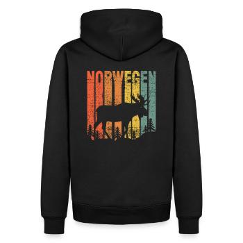 Norwegen Elch Retro - Männer Premium Bio Hoodie - Schwarz - Hinten - Nico (187cm)
