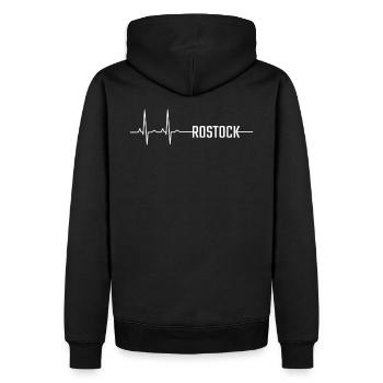 Souvenir de la ville de Rostock - Sweat à capuche Premium bio Homme - noir - Dos - Nico (187cm)