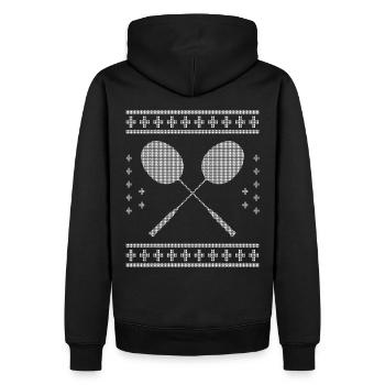 Badminton Noël - Sweat à capuche Premium bio Homme - noir - Dos - Nico (187cm)