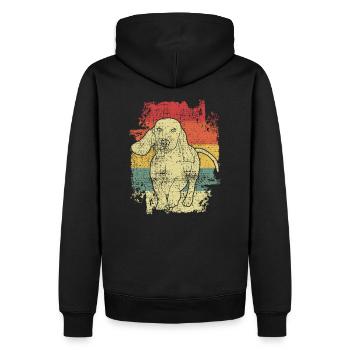 Teckel Vintage - Sweat à capuche Premium bio Homme - noir - Dos - Nico (187cm)