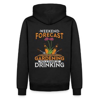 Lustiges Garten Bier Design - Männer Premium Bio Hoodie - Schwarz - Hinten - Nico (187cm)