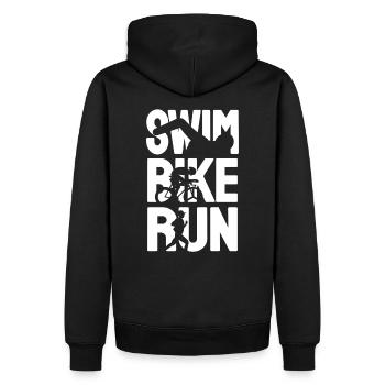 Swim Bike Run - Männer Premium Bio Hoodie - Schwarz - Hinten - Nico (187cm)