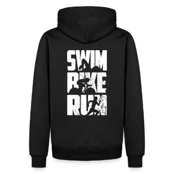 Triathlète de triathlon - Sweat à capuche Premium bio Homme - noir - Dos - Nico (187cm)