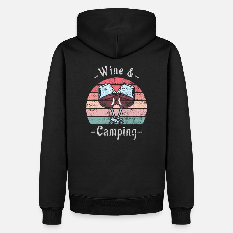 Camping et vin - Sweat à capuche Premium bio Homme - noir