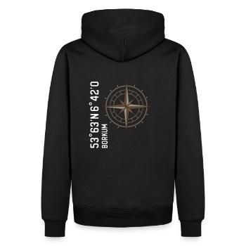 Coordonnées de Borkum - Sweat à capuche Premium bio Homme - noir - Dos - Nico (187cm)