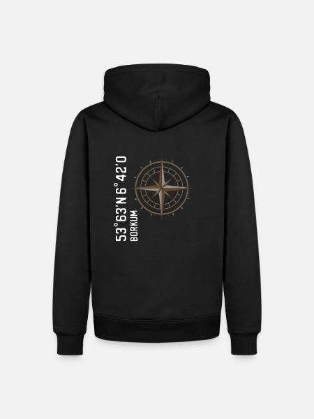 Coordonnées de Borkum - Sweat à capuche Premium bio Homme - noir