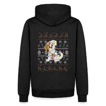 Christmas Dog with Fairy Lights - Men’s Premium Organic Hoodie - black - Back - Nico (187cm)
