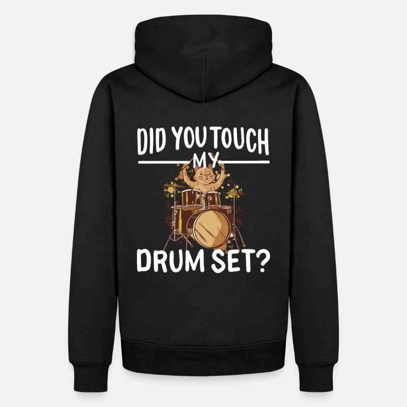 Drums Cat Dicton - Sweat à capuche Premium bio Homme - noir
