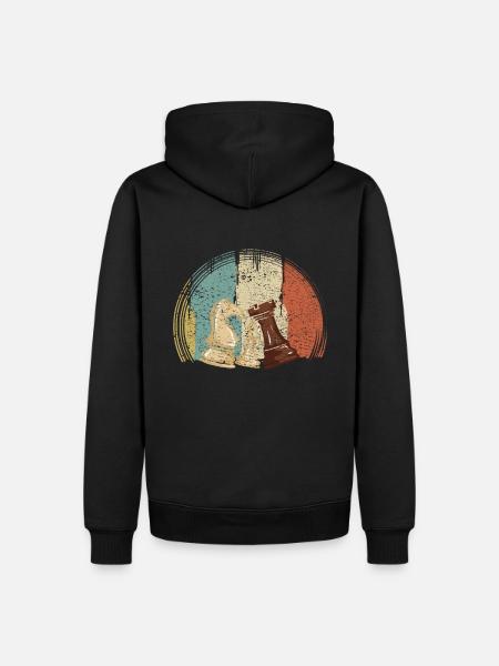 Pièces d’échecs Échecs Rétro - Sweat à capuche Premium bio Homme - noir