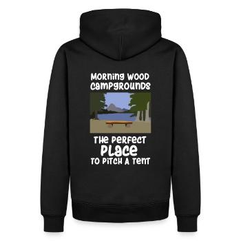 Camping slogan camping - Sweat à capuche Premium bio Homme - noir - Dos - Nico (187cm)