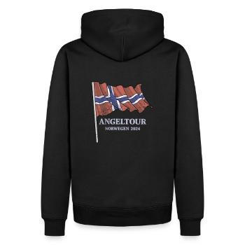 Norvège Pêche 2024 - Sweat à capuche Premium bio Homme - noir - Dos - Nico (187cm)
