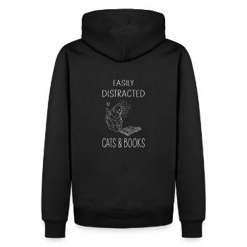 Lecture de livres Chat - Sweat à capuche Premium bio Homme - noir - Dos - Nico (187cm)