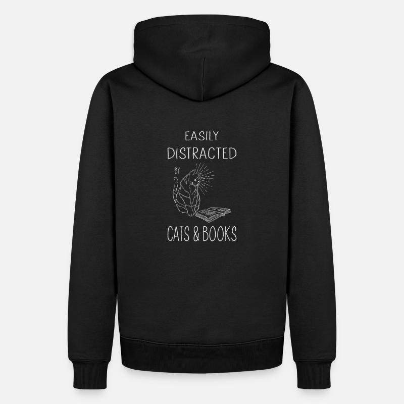 Lecture de livres Chat - Sweat à capuche Premium bio Homme - noir