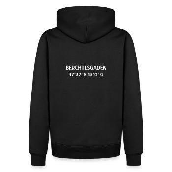Berchtesgaden Coordinates Hiking - Men’s Premium Organic Hoodie - black - Back - Nico (187cm)