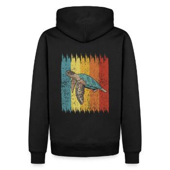 Tortue Rétro - Sweat à capuche Premium bio Homme - noir - Dos - Nico (187cm)